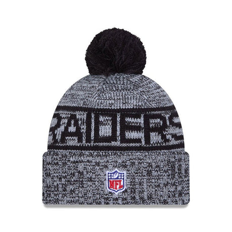 Las Vegas Raiders Black/Gray Pom Knit Beanie - New Era - 