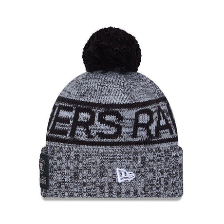 Las Vegas Raiders Black/Gray Pom Knit Beanie - New Era - 