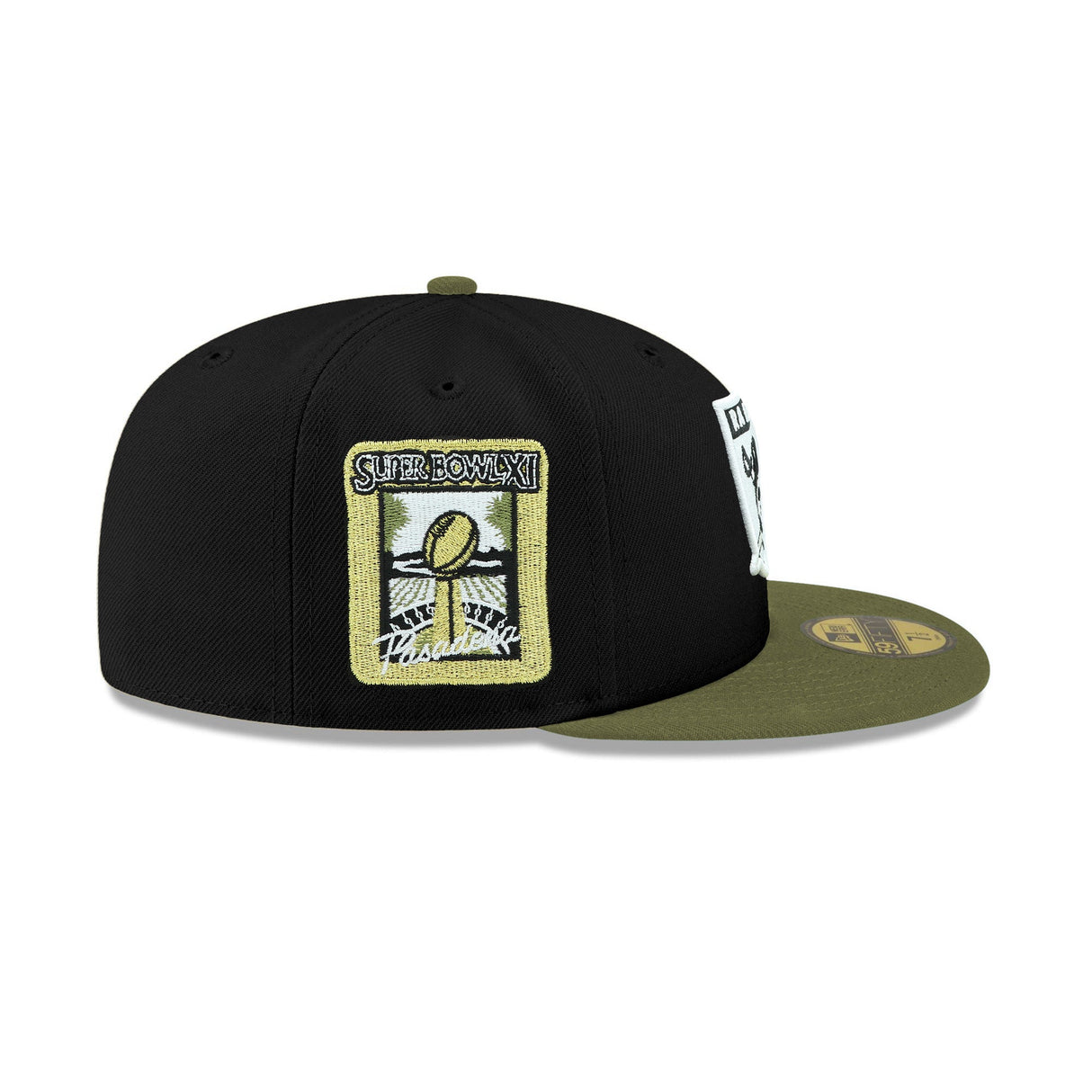 Las Vegas Raiders Super Bowl XI Side Patch Black & Olive 59FIFTY Fitted Hat - New Era - 23740212312