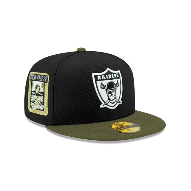 Las Vegas Raiders Super Bowl XI Side Patch Black & Olive 59FIFTY Fitted Hat - New Era - 23740212312