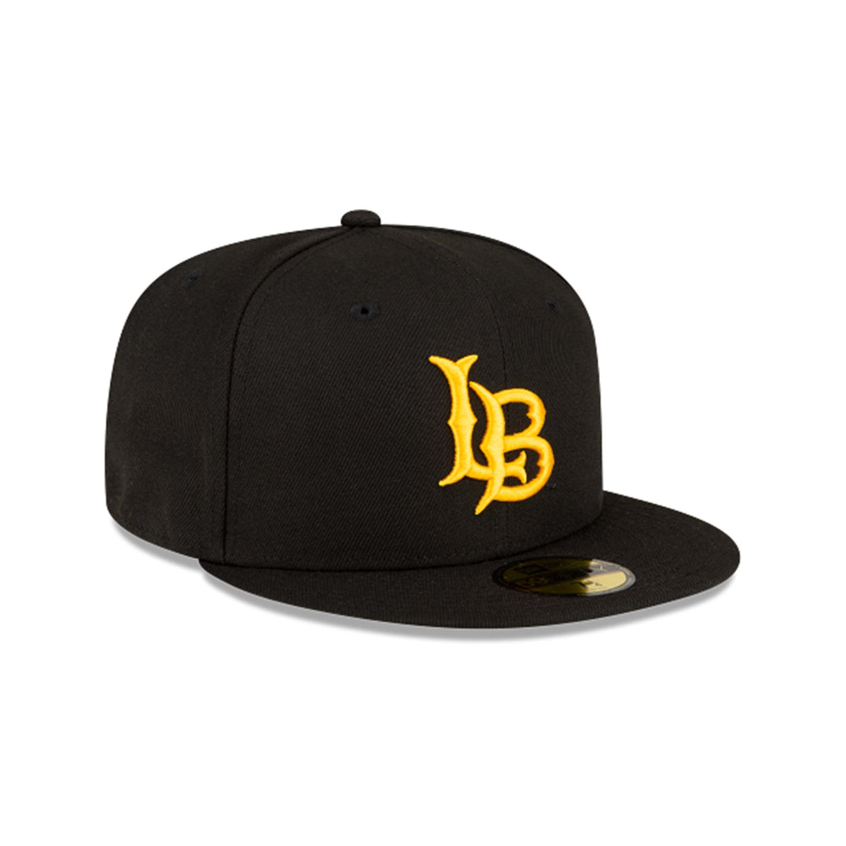 Long Beach State Yellow LB Logo Black 59FIFTY Fitted Hat - New Era - 