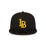 Long Beach State Yellow LB Logo Black 59FIFTY Fitted Hat - New Era - 