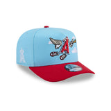 Los Angeles Angels Cartoon Mascot Sky Blue & Red 9FIFTY A - Frame Snapback Hat - New Era - 230118402