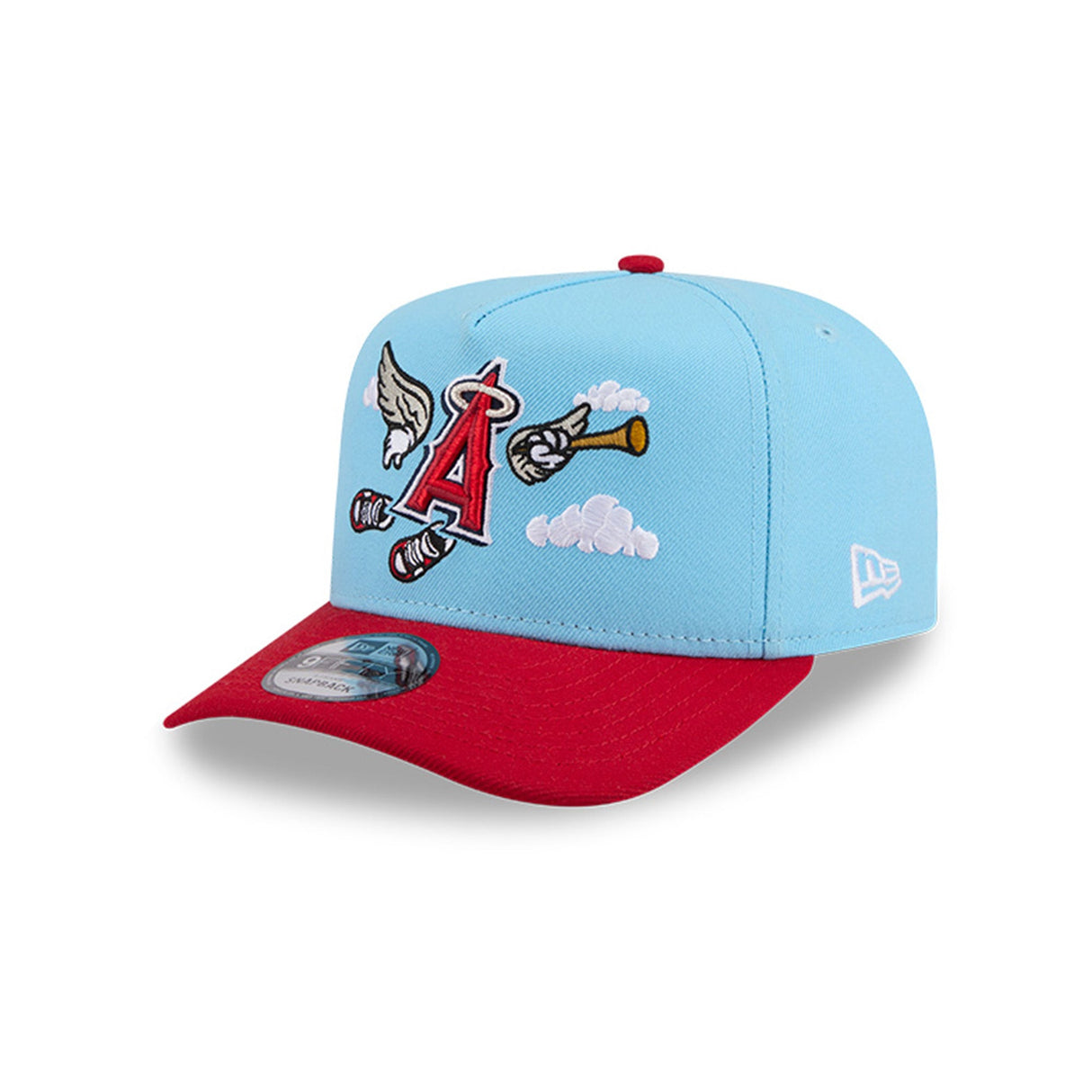 Los Angeles Angels Cartoon Mascot Sky Blue & Red 9FIFTY A - Frame Snapback Hat - New Era - 230118402