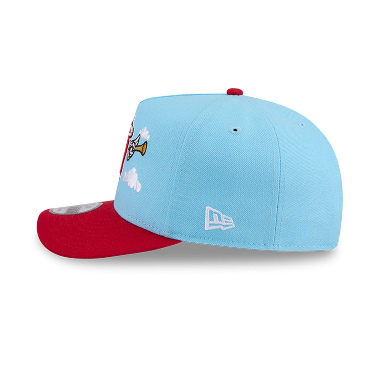Los Angeles Angels Cartoon Mascot Sky Blue & Red 9FIFTY A - Frame Snapback Hat - New Era - 230118402