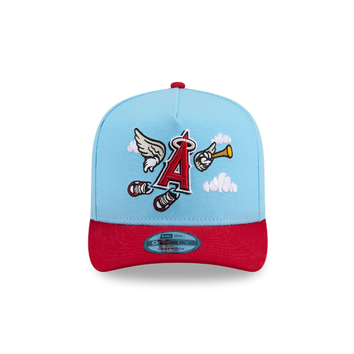 Los Angeles Angels Cartoon Mascot Sky Blue & Red 9FIFTY A - Frame Snapback Hat - New Era - 230118402