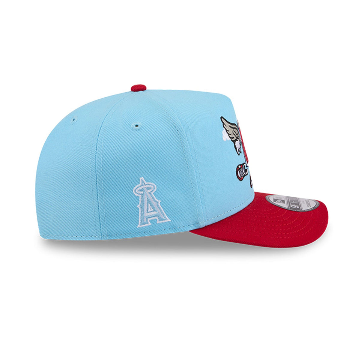 Los Angeles Angels Cartoon Mascot Sky Blue & Red 9FIFTY A - Frame Snapback Hat - New Era - 230118402