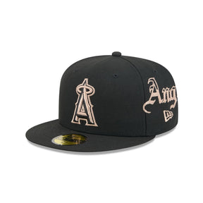 Los Angeles Angels Gothic Lettering Black 59FIFTY Fitted Hat - New Era - 23014340201