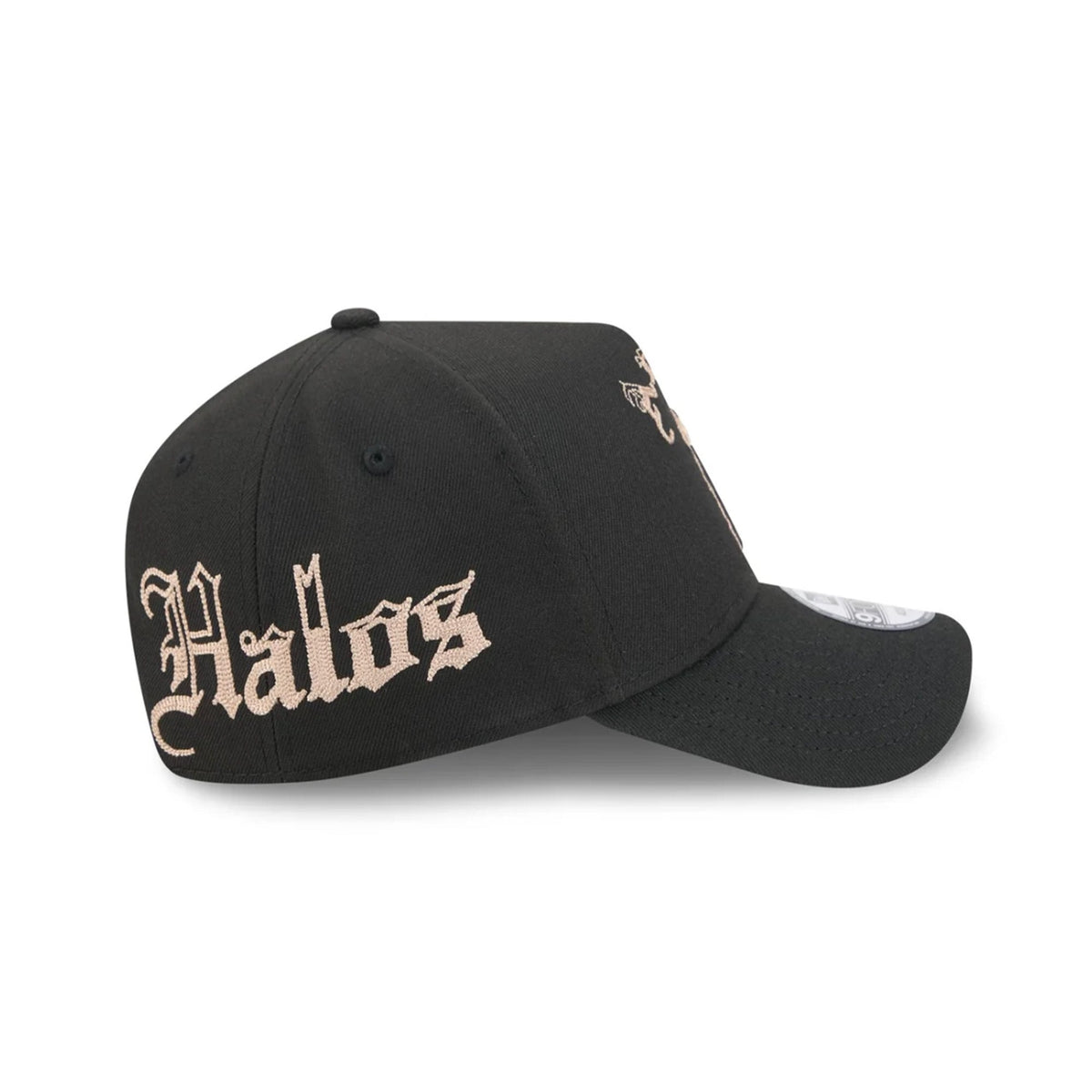 Los Angeles Angels Gothic Lettering Black 9FORTY A-Frame Snapback Hat - New Era - 230144402