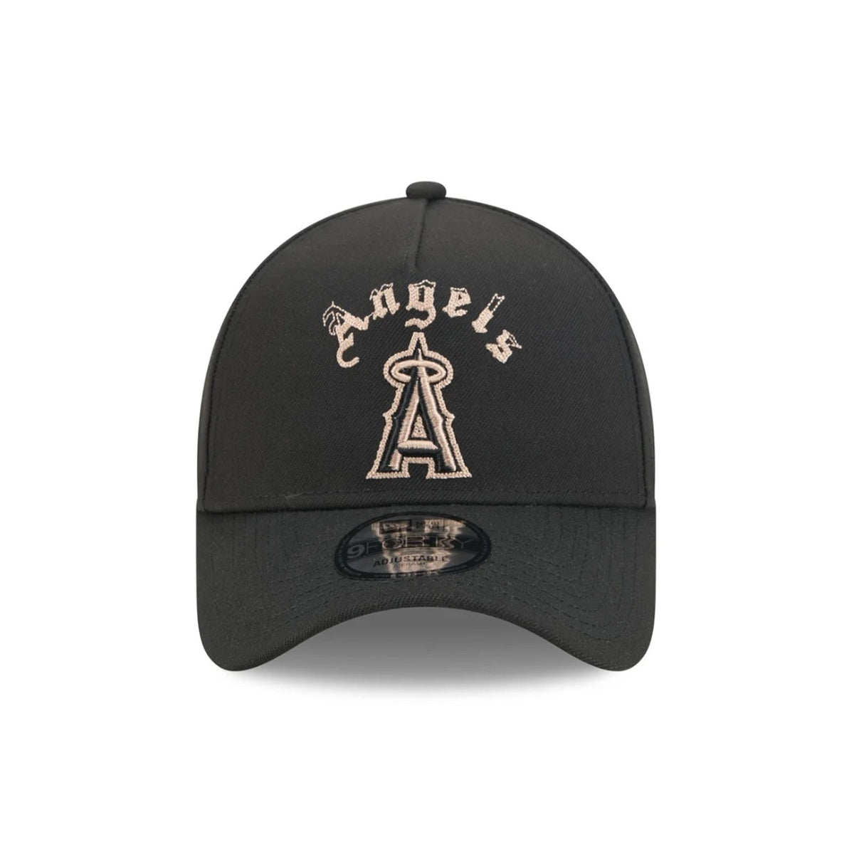 Los Angeles Angels Gothic Lettering Black 9FORTY A-Frame Snapback Hat - New Era - 230144402