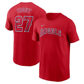 Los Angeles Angels Mike Trout 27 Fuse Name & Number T-Shirt - Red - Nike - 