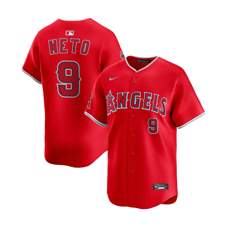 Los Angeles Angels Zack Neto 9 Red Home Limited Jersey - Nike - 235901402217