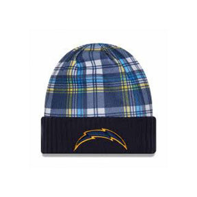Los Angeles Chargers 2024 Sideline Statement Plaid Cuffed Knit Beanie - New Era - 