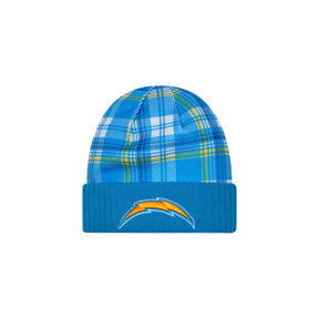Los Angeles Chargers Powder Blue Plaid Statement Beanie Cuffed Knit Hat - New Era - 