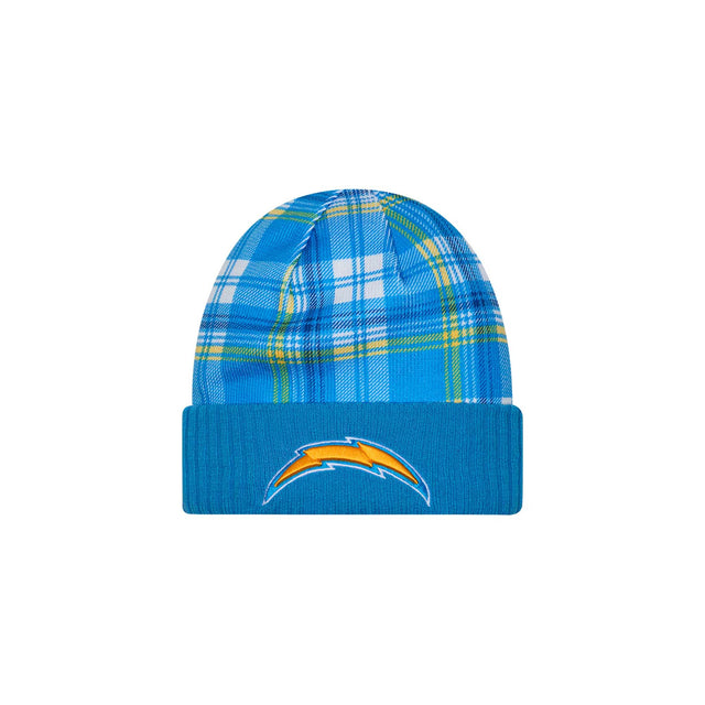 Los Angeles Chargers Powder Blue Plaid Statement Beanie Cuffed Knit Hat - New Era - 