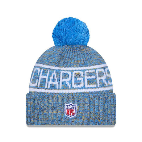 Los Angeles Chargers Powder Blue/Gold Pom Knit Beanie - New Era - 