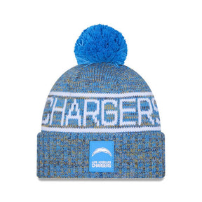 Los Angeles Chargers Powder Blue/Gold Pom Knit Beanie - New Era - 
