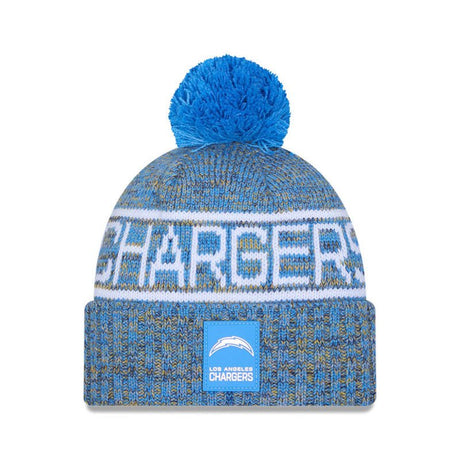 Los Angeles Chargers Powder Blue/Gold Pom Knit Beanie - New Era - 