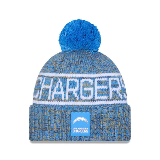 Los Angeles Chargers Powder Blue/Gold Pom Knit Beanie - New Era - 