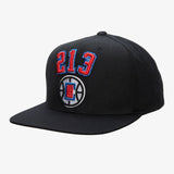 Los Angeles Clippers 213 Black Snapback Hat - Mitchell & Ness - 