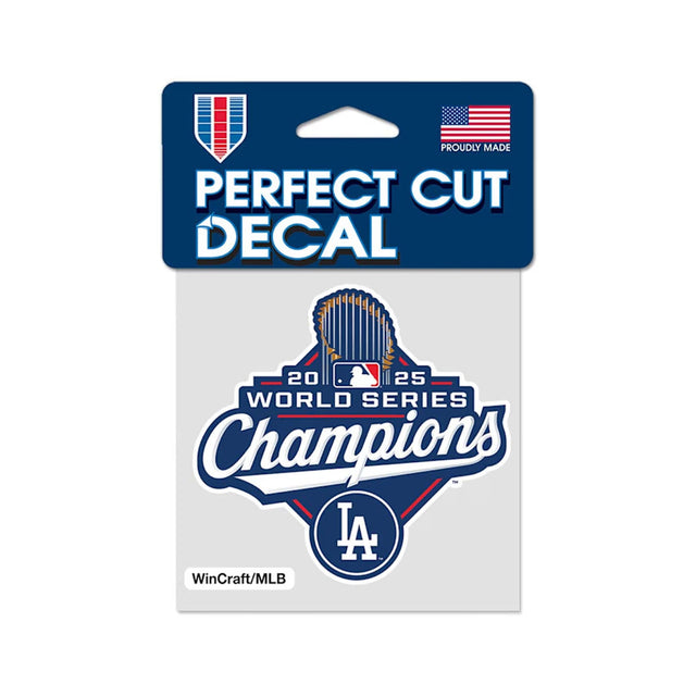 Los Angeles Dodgers 2025 World Series Champions 4" x 4" Perfect Cut Decal - Wincraft - 