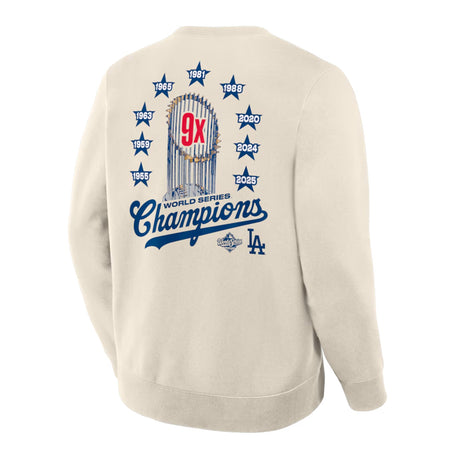 Los Angeles Dodgers 9X World Series Champions Beige Crewneck - Fanatics - 312207411201