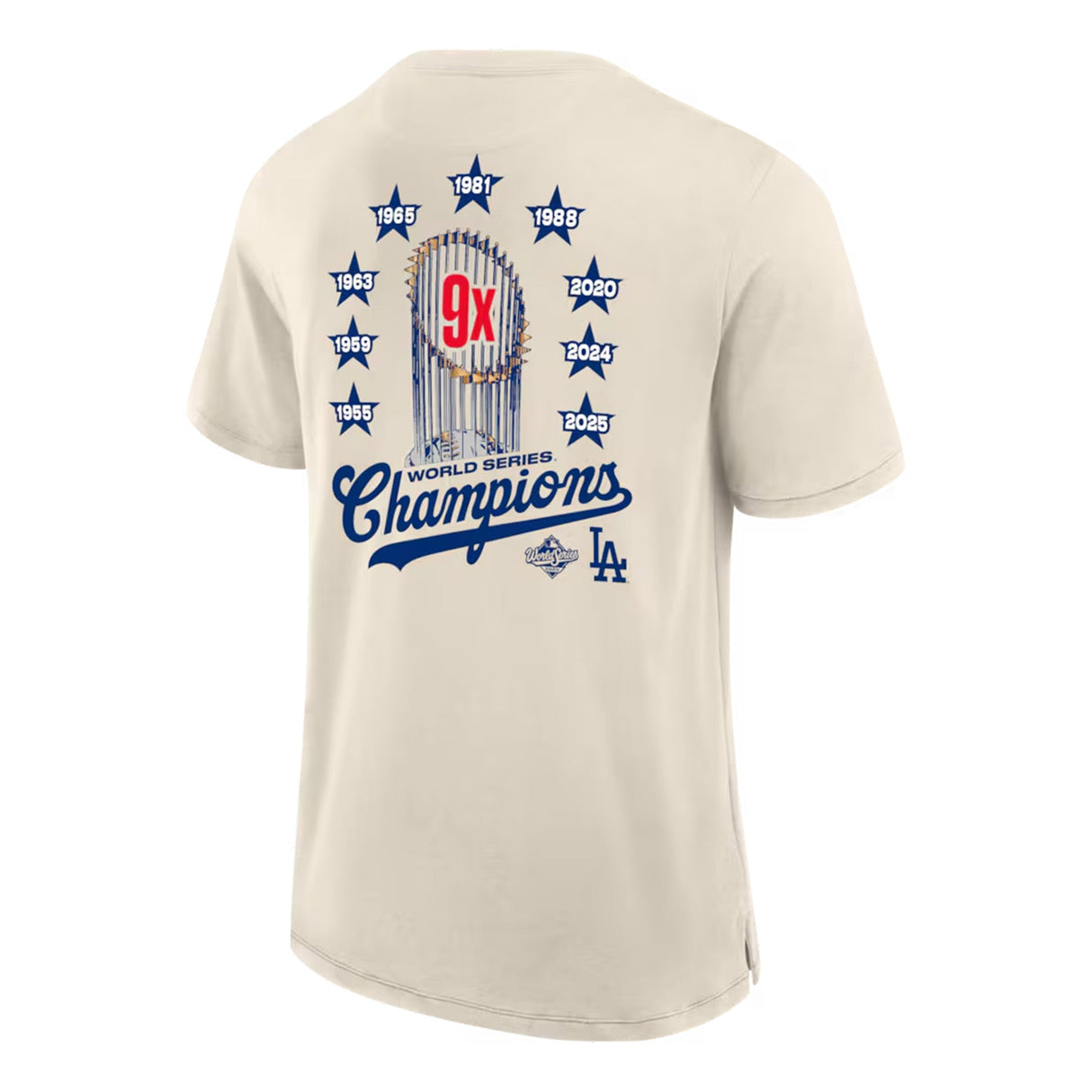 Los Angeles Dodgers 9X World Series Champions Beige T-Shirt - Fanatics - 312206411809