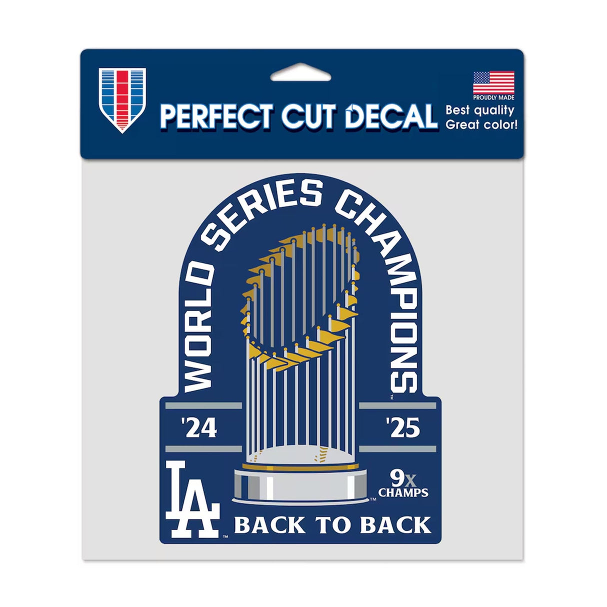 Los Angeles Dodgers Back - to - Back World Series Champions 8" x 8" Perfect Cut Decal - Wincraft - 