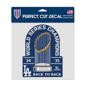 Los Angeles Dodgers Back - to - Back World Series Champions 8" x 8" Perfect Cut Decal - Wincraft - 