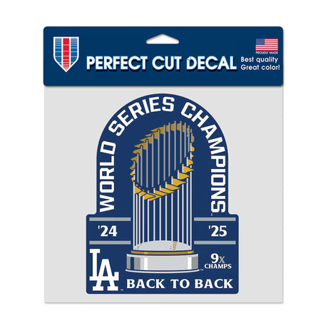 Los Angeles Dodgers Back - to - Back World Series Champions 8" x 8" Perfect Cut Decal - Wincraft - 