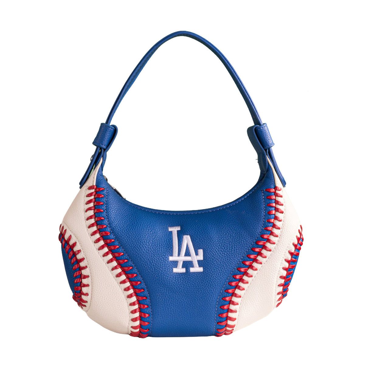Los Angeles Dodgers Baseball Stitch Blue Hobo Shoulder Bag - Montana West - 221102411