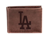 Los Angeles Dodgers Bi-Fold Wallet Brown 100% Genuine Leather - EG Collective - 801946414957
