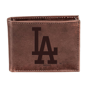 Los Angeles Dodgers Bi - Fold Wallet Brown 100% Genuine Leather - EG Collective - 801946414957