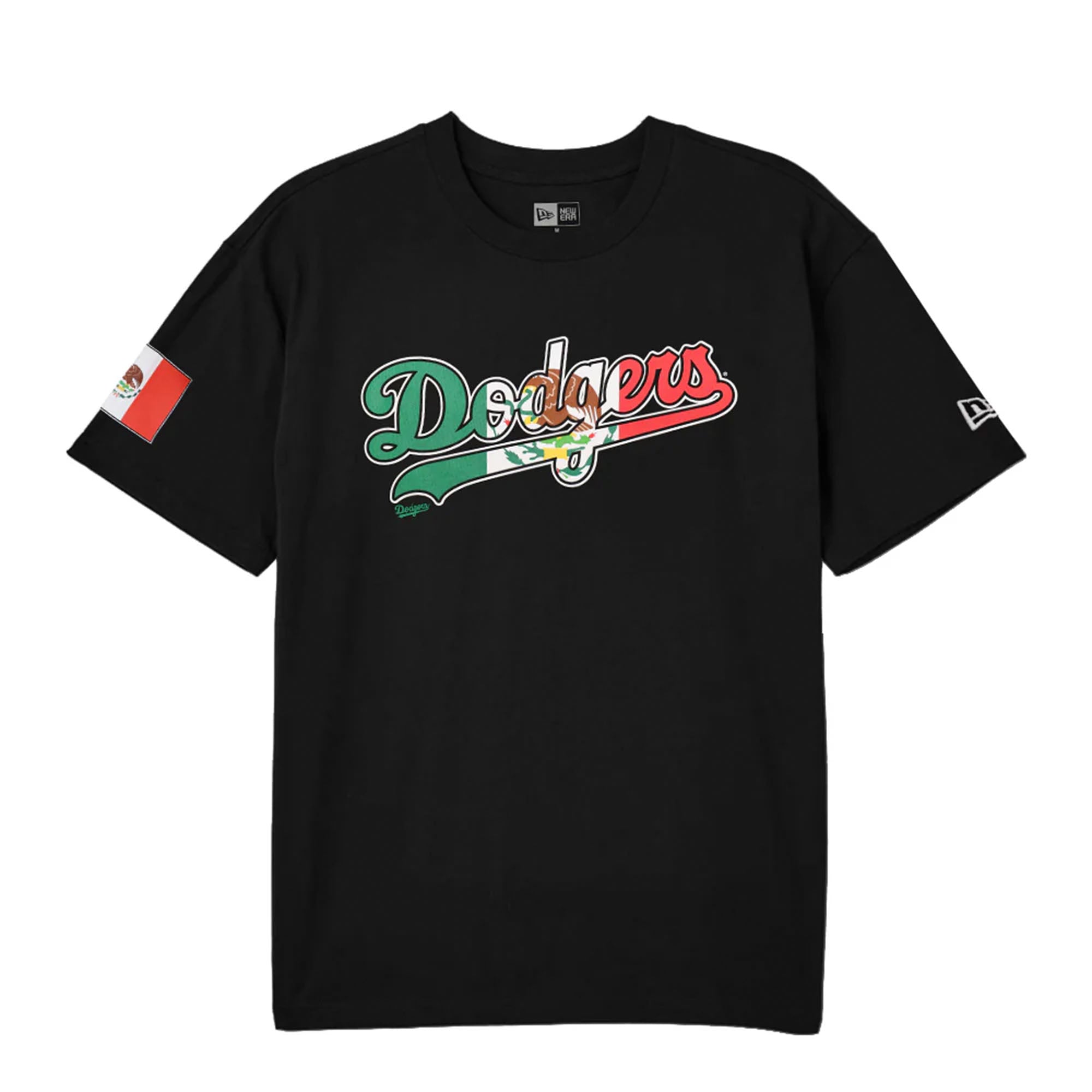 Los Angeles Dodgers Black Mexico Flag Script New Era T-Shirt Los Angeles Dodgers Black Mexico Flag Script New Era T-Shirt