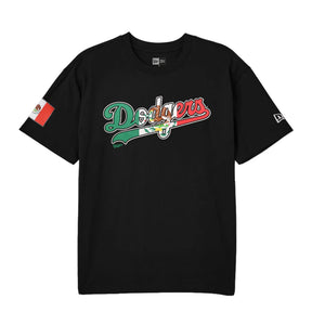 Los Angeles Dodgers Black Mexico Flag Script New Era T-Shirt - New Era - 