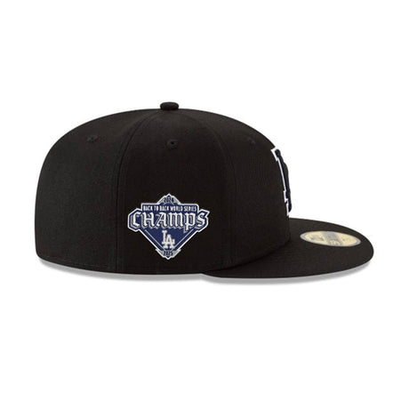 Los Angeles Dodgers Black & White Back - to - Back Champions Patch White Outline 59FIFTY - New Era - 