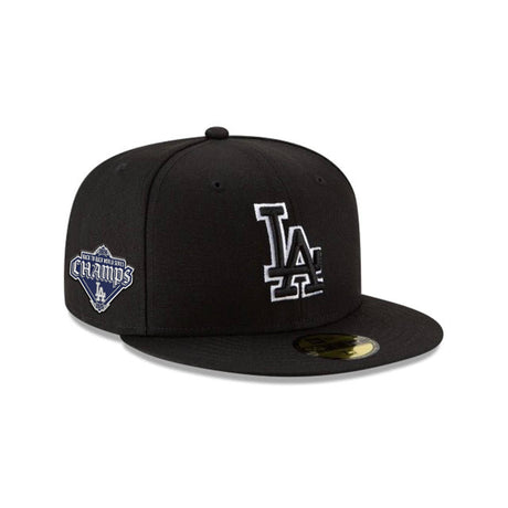 Los Angeles Dodgers Black & White Back - to - Back Champions Patch White Outline 59FIFTY - New Era - 