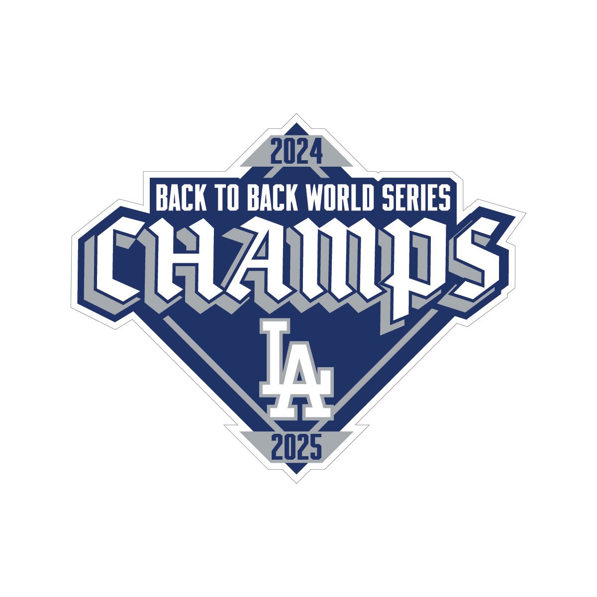 Los Angeles Dodgers Black & White Back - to - Back Champions Patch White Outline 59FIFTY - New Era - 
