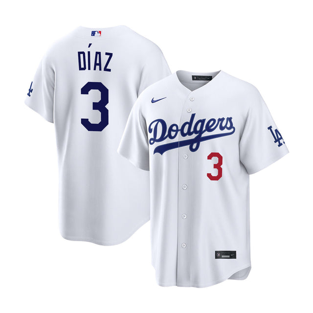 Los Angeles Dodgers Diaz 3 White Home Stadium Jersey - Nike - 235905411309