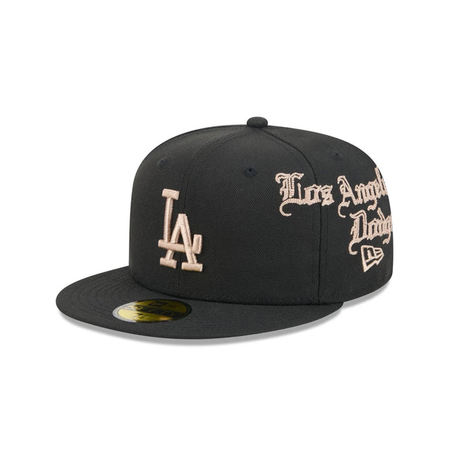 Los Angeles Dodgers Gothic Lettering Black 59FIFTY Fitted Hat - New Era - 23014341101
