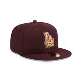 Los Angeles Dodgers Metallic Gold Logo Maroon 59FIFTY Fitted Hat - New Era - 23863841101