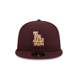 Los Angeles Dodgers Metallic Gold Logo Maroon 59FIFTY Fitted Hat - New Era - 23863841101