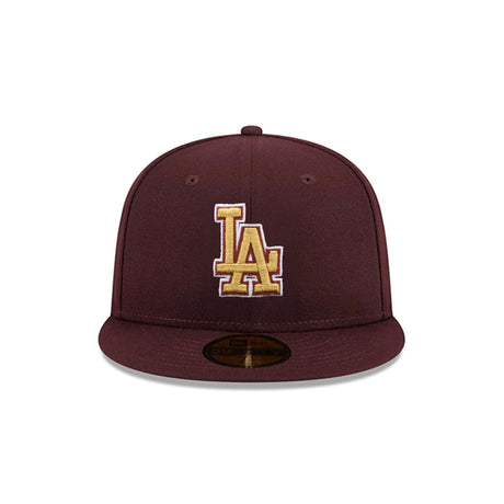 Los Angeles Dodgers Metallic Gold Logo Maroon 59FIFTY Fitted Hat - New Era - 23863841101