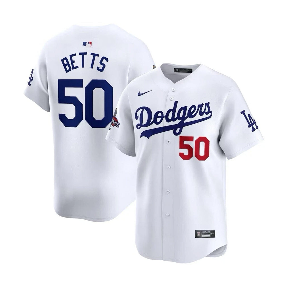 Los Angeles Dodgers Mookie Betts 2024 World Series Champions Home White Limited Jersey - Nike - 31210341106