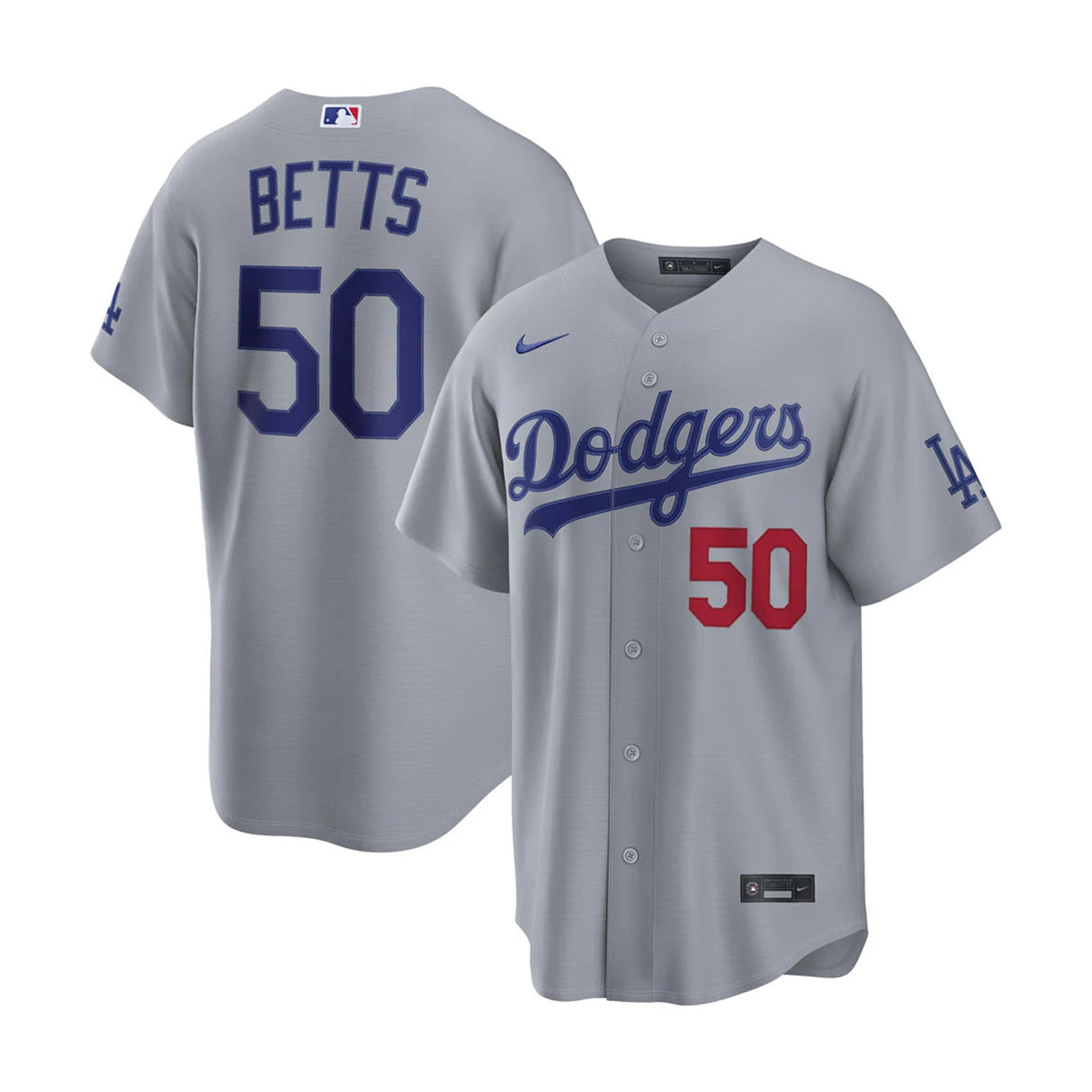 Los Angeles Dodgers Mookie Betts Gray Road Stadium Jersey - Nike - 235905411609