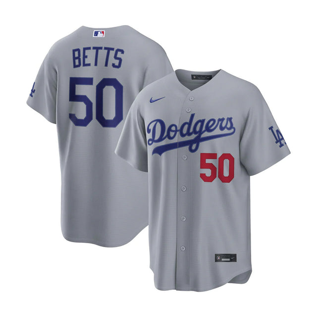 Los Angeles Dodgers Mookie Betts Gray Road Stadium Jersey - Nike - 235905411609