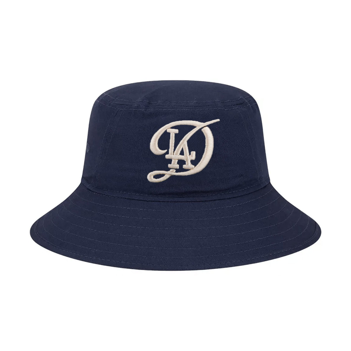 Los Angeles Dodgers Retro Script Navy Blue Bucket Hat - New Era - 230610141106
