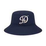 Los Angeles Dodgers Retro Script Navy Blue Bucket Hat - New Era - 230610141106