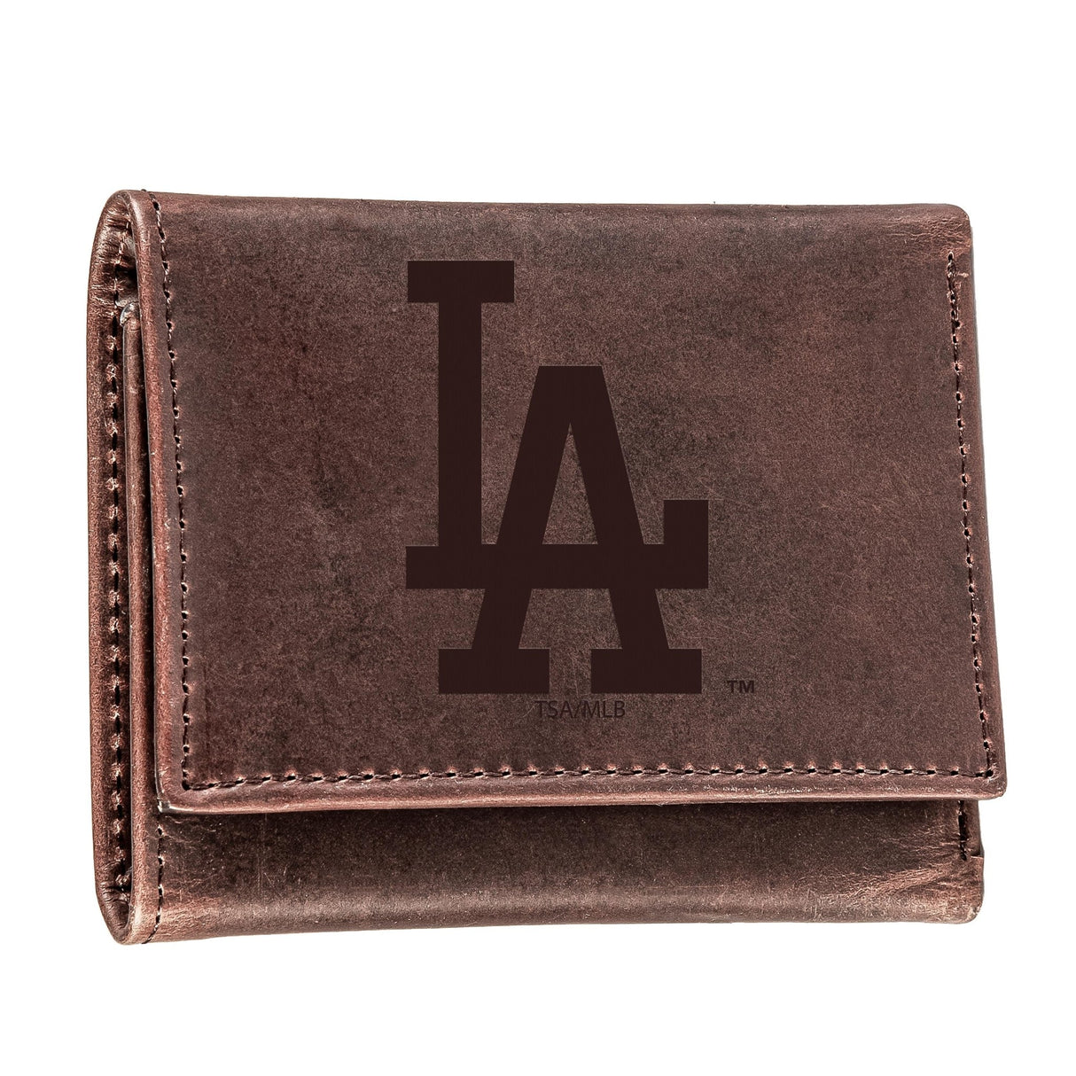 Los Angeles Dodgers Tri - Fold Wallet Brown 100% Genuine Leather - EG Collective - 801946416166