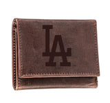 Los Angeles Dodgers Tri-Fold Wallet Brown 100% Genuine Leather - EG Collective - 801946416166